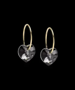 Blomdahl Örhängen GT Ear Ring 14 mm, Heart 10 mm, Black diamond 15-1355-12