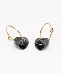 Blomdahl Örhängen GT Ear Ring 14 mm, Heart 10 mm, Black diamond 15-1355-12