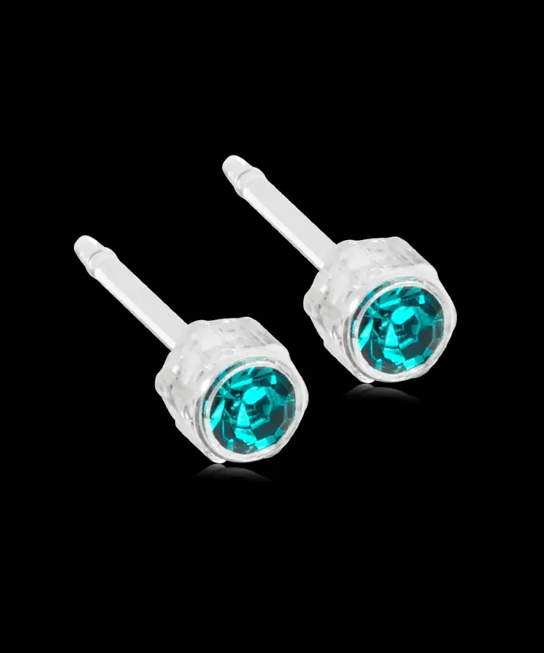 Blomdahl Örhängen MP Bezel 4 mm, Blue zircon