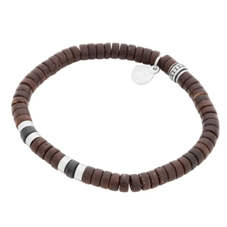 By Billgren Armband, kokosnöt, brun/svart/stål – 8192