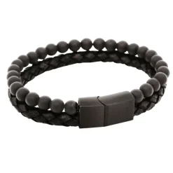 By Billgren Armband, Läder/Onyx, svart – 8147