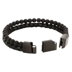 By Billgren Armband, Läder/Onyx, svart – 8147