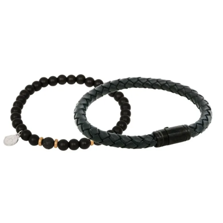 By Billgren Armbandsset, beads/läder, svart/guld – 8125-8161