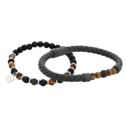 By Billgren Armbandsset, läder/beads, svart/brun – 8188-8160