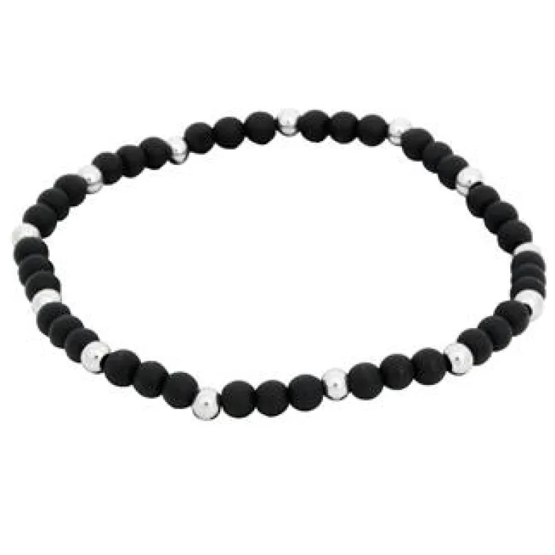 By Billgren Beadsarmband, mattsvart/stål – 8945