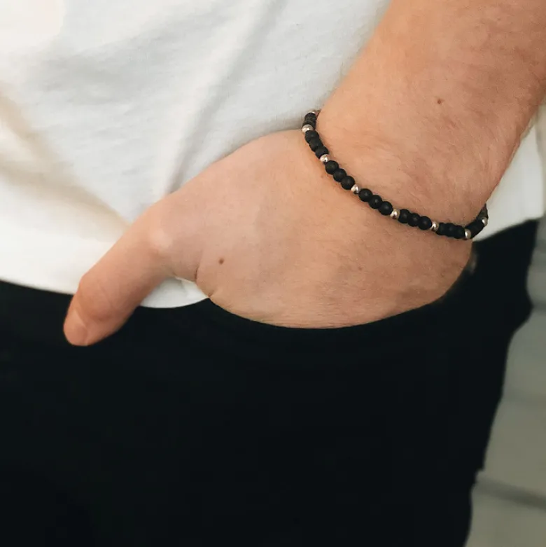 By Billgren Beadsarmband, mattsvart/stål – 8945