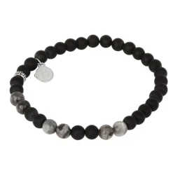 By Billgren Beadsarmband, Jaspis + Onyx, grå/svart – 8137