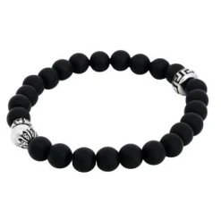 By Billgren Beadsarmband, mattsvart/silver – 8916