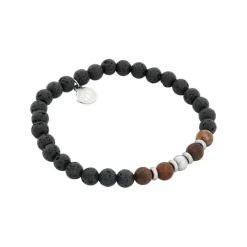 By Billgren Beadsarmband, jaspis, lavasten, stål – 8228