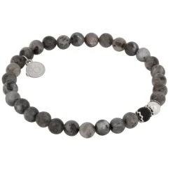 By Billgren Beadsarmband, Jaspis grå/silver – 8115