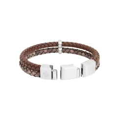 By Billgren Läderarmband, dubbel, brun/grå – 8216