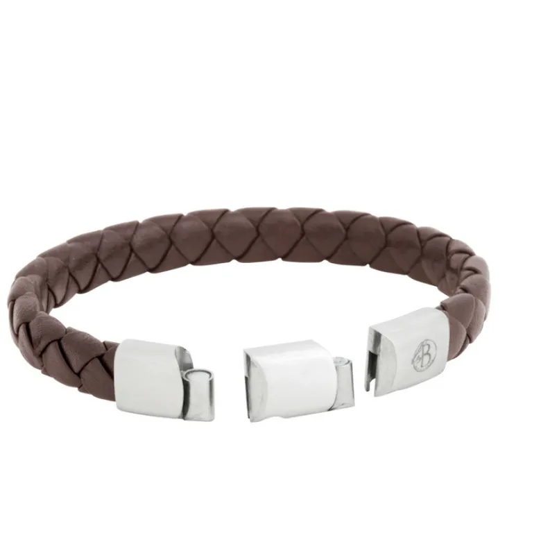 By Billgren Läderarmband, dubbel, brun/grå – 8216