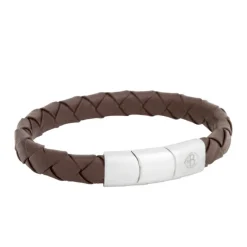 By Billgren Läderarmband, dubbel, brun/grå – 8216
