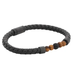By Billgren Läderarmband, dubbel, brun/grå – 8216