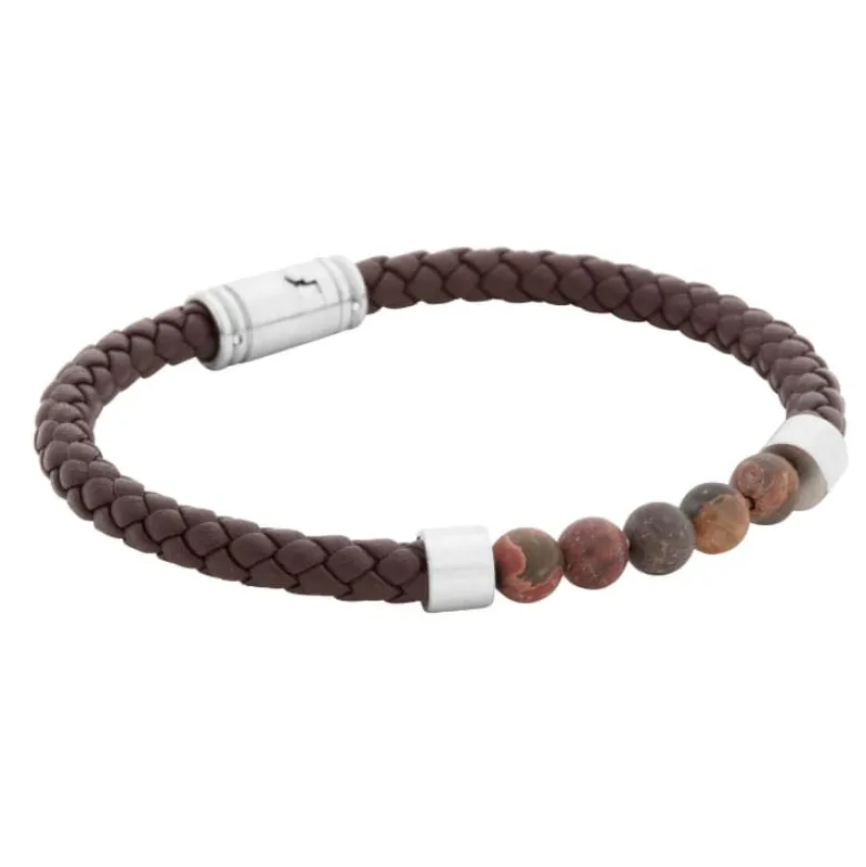 By Billgren Läderarmband, dubbel, brun/grå – 8216