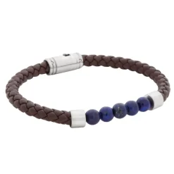 By Billgren Läderarmband, dubbel, brun/grå – 8216