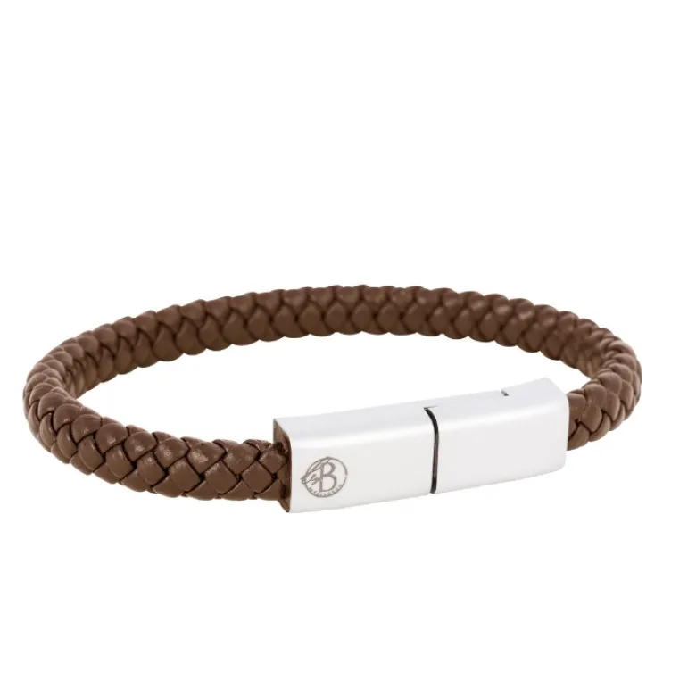 By Billgren Läderarmband, dubbel, brun/grå – 8216