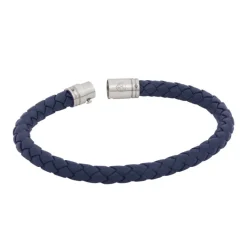 By Billgren Läderarmband, Flätat med lås i stål, Blått – 8127