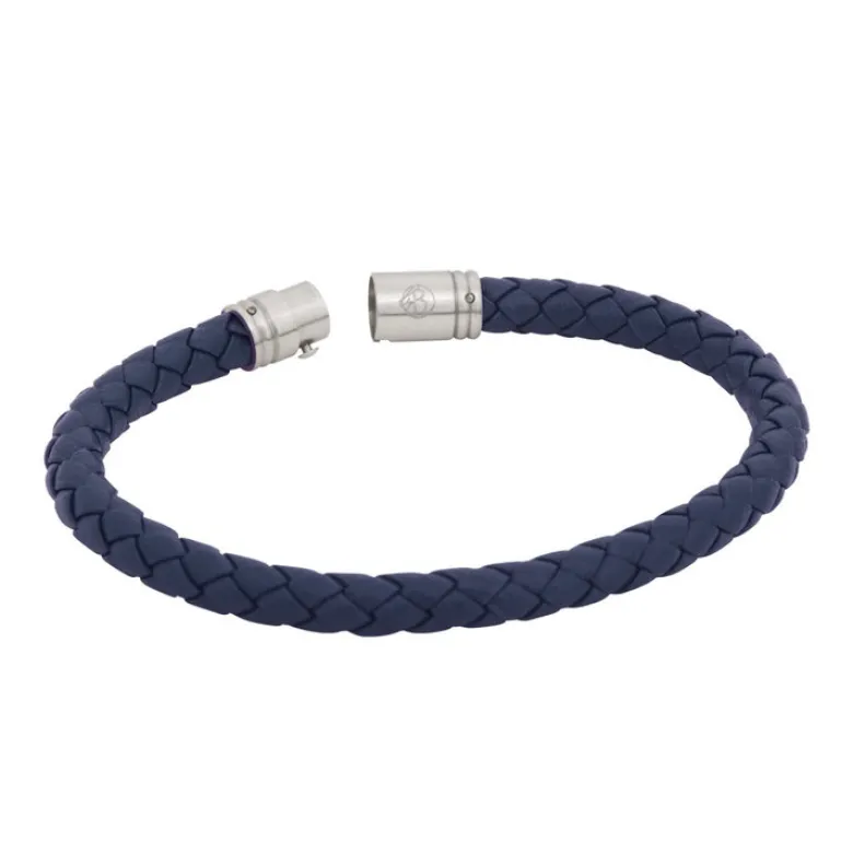 By Billgren Läderarmband, Flätat med lås i stål, Blått – 8127