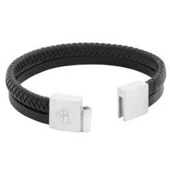 By Billgren Läderarmband, flätat/plain, svart – 8185