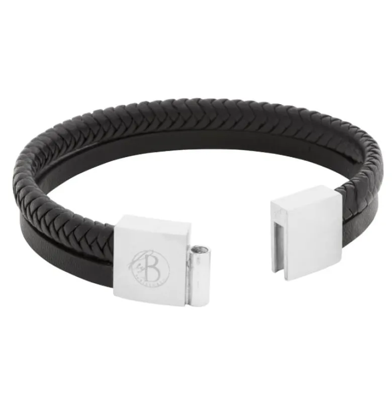 By Billgren Läderarmband, flätat/plain, svart – 8185