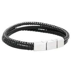 By Billgren Läderarmband, flätat/plain, svart – 8185