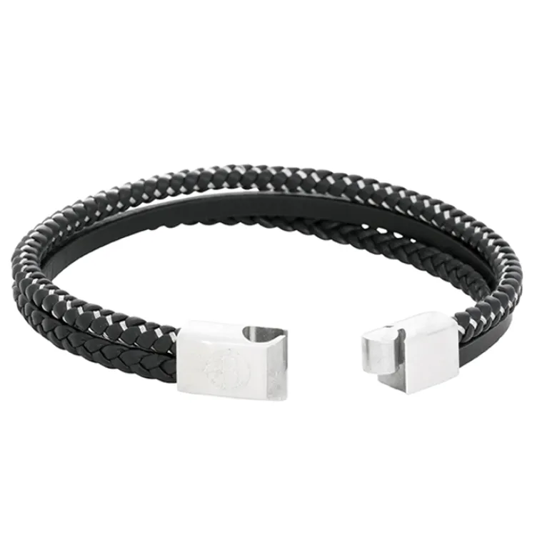 By Billgren Läderarmband, flätat/plain, svart – 8185