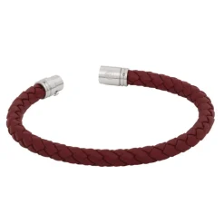 By Billgren Läderarmband, Flätat med lås i stål, Röd – 8131