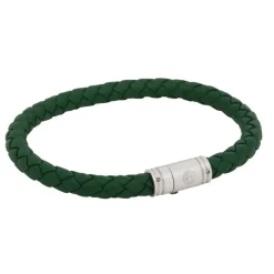 By Billgren Läderarmband, Flätat med lås i stål, grönt – 8128