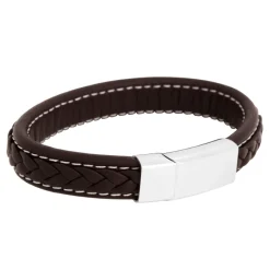 By Billgren Läderarmband, Flätat/stål, brunt – 8932
