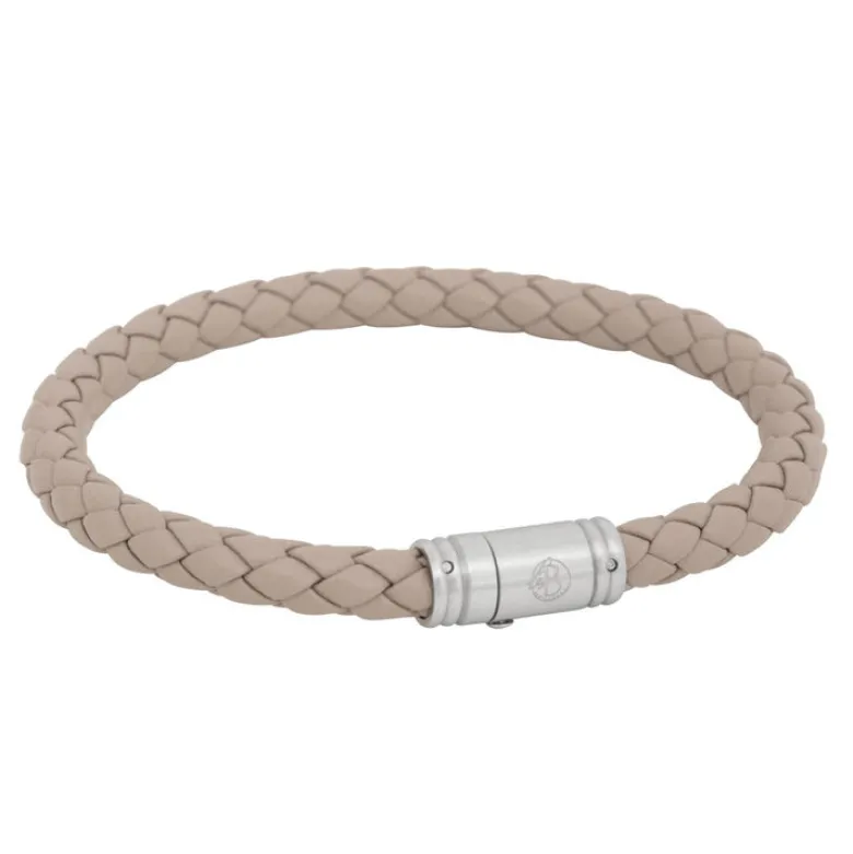 By Billgren Läderarmband, Flätat med lås i stål, natur – 8130