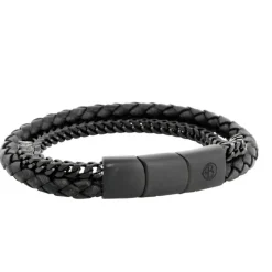 By Billgren Läderarmband, kedja, svart – 8183