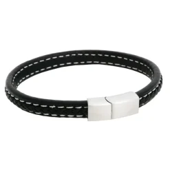 By Billgren Läderarmband, lås svart/stål – 8119