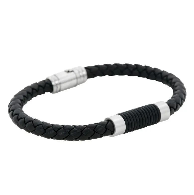 By Billgren Läderarmband, stålspänne, svart – 8124
