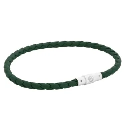 By Billgren Läderarmband Tunt/Flätat Grön – 8205