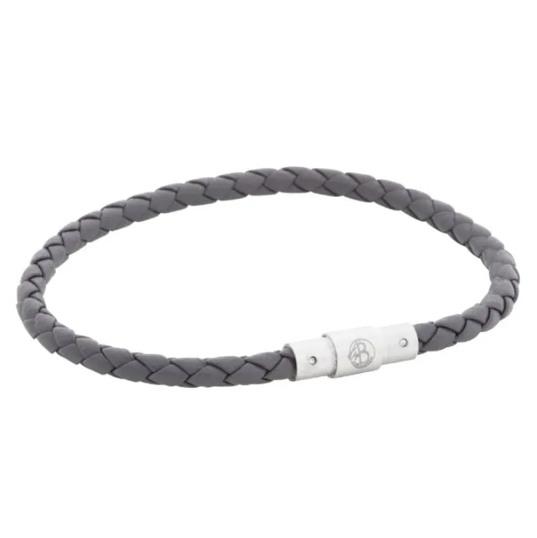 By Billgren Läderarmband Tunt/Flätat Grå- 8204