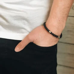 By Billgren Läderarmband/Beads, Svart/Stål – 8187