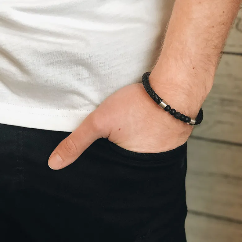 By Billgren Läderarmband/Beads, Svart/Stål/Brun – 8188