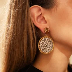 Caroline Svedbom Alexandra Crystal Rocks Örhängen / Leopard (Guld)