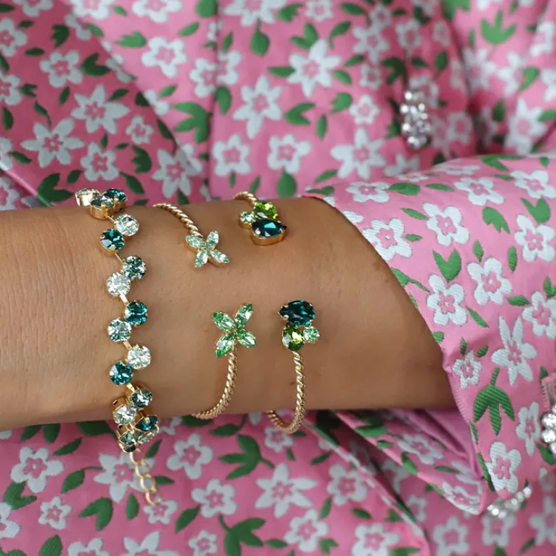 Caroline Svedbom Alisia Armband / Green Combo (Rhodium)