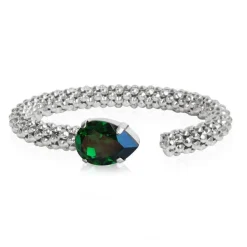 Caroline Svedbom Armband Classic Rope Rhodium / Dark Moss Green