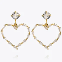Caroline Svedbom Baguette Heart Örhängen/ Crystal (Guld)