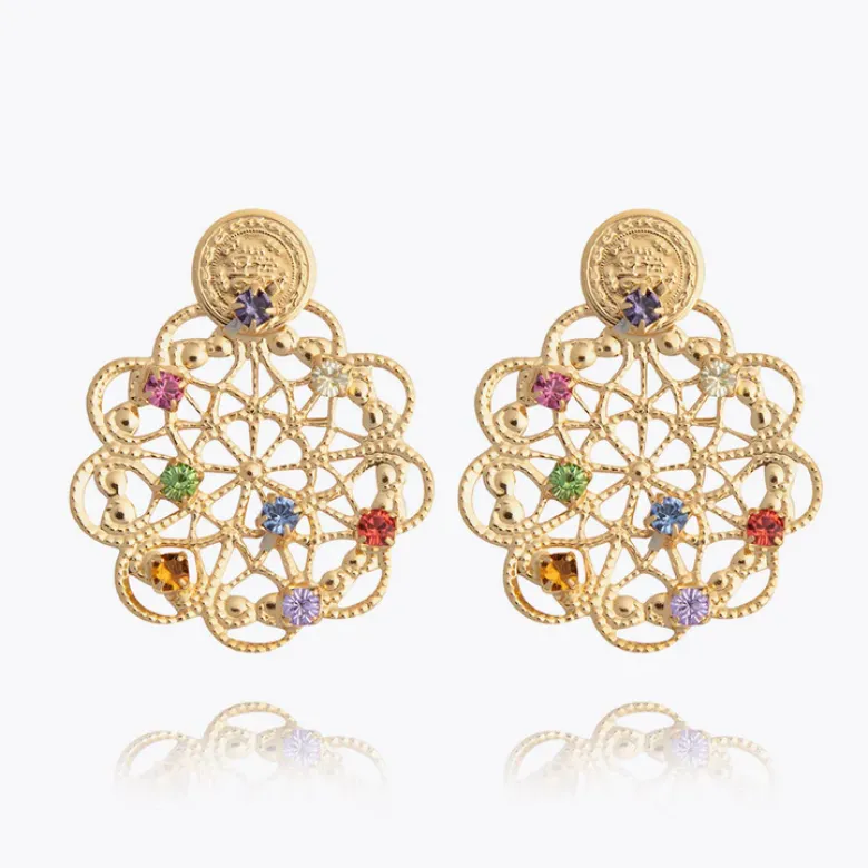 Caroline Svedbom Bohemian Coin Örhängen / Rainbow Combo (Guld)