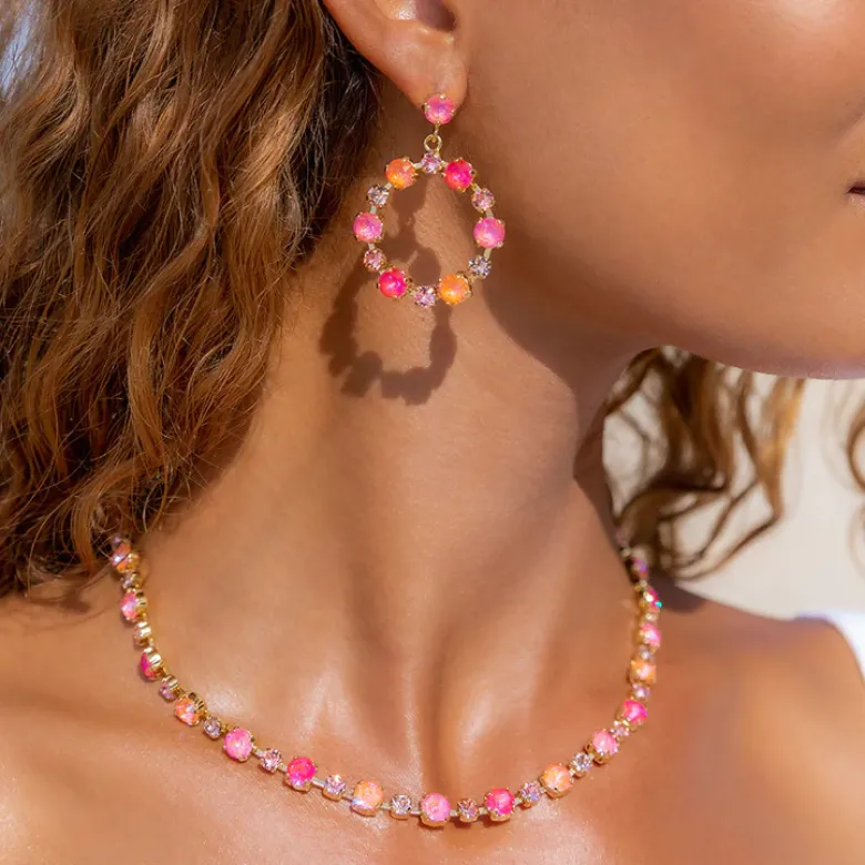 Caroline Svedbom Calanthe Halsband/ Coral Combo (Rhodium)