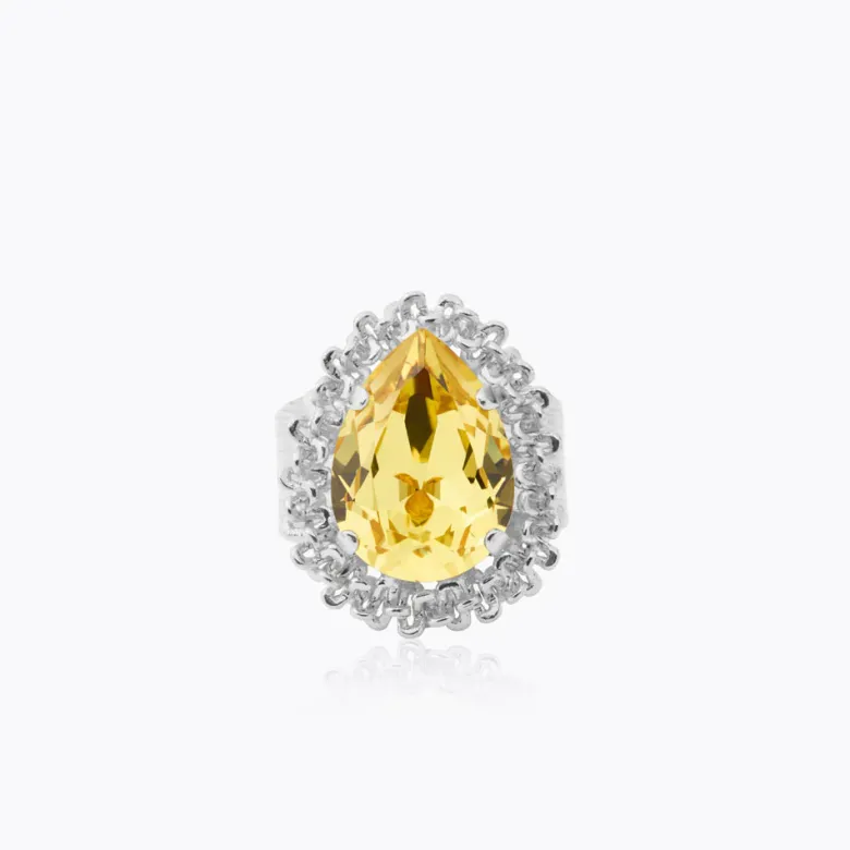 Caroline Svedbom Classic Gemma Ring, ReCreated™ Dark Jonquil – Rhodium
