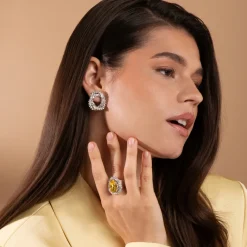 Caroline Svedbom Classic Gemma Ring, ReCreated™ Dark Jonquil – Rhodium