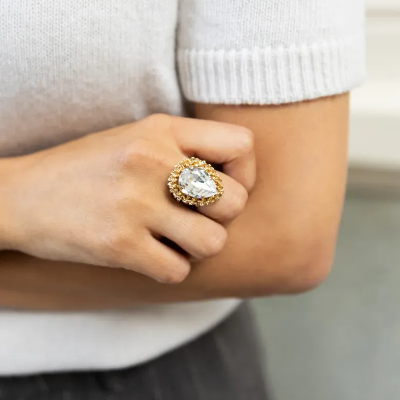 Caroline Svedbom Classic Gemma Ring Crystal – Guld