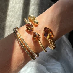 Caroline Svedbom Classic Rope Armband Rhodium / Light Amber