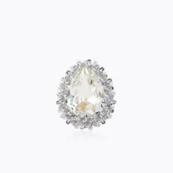 Caroline Svedbom Classic Gemma Ring Crystal – Rhodium
