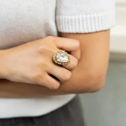 Caroline Svedbom Classic Gemma Ring Crystal – Rhodium